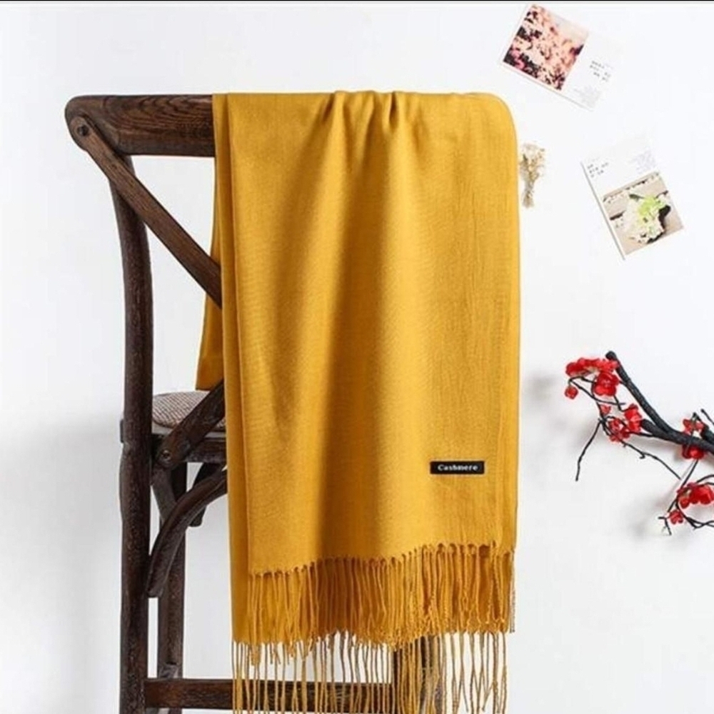 Luxurious Yellow Fringe Scarf Wrap